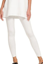Zenana White Cotton Round Neck Top & Legging Set