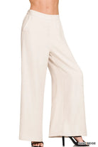 Zenana Relaxed Fit Elastic Waisted Wide Leg Pants SAND BEIGE