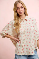 BiBi Flower Printed Short Dolman Blouse Top