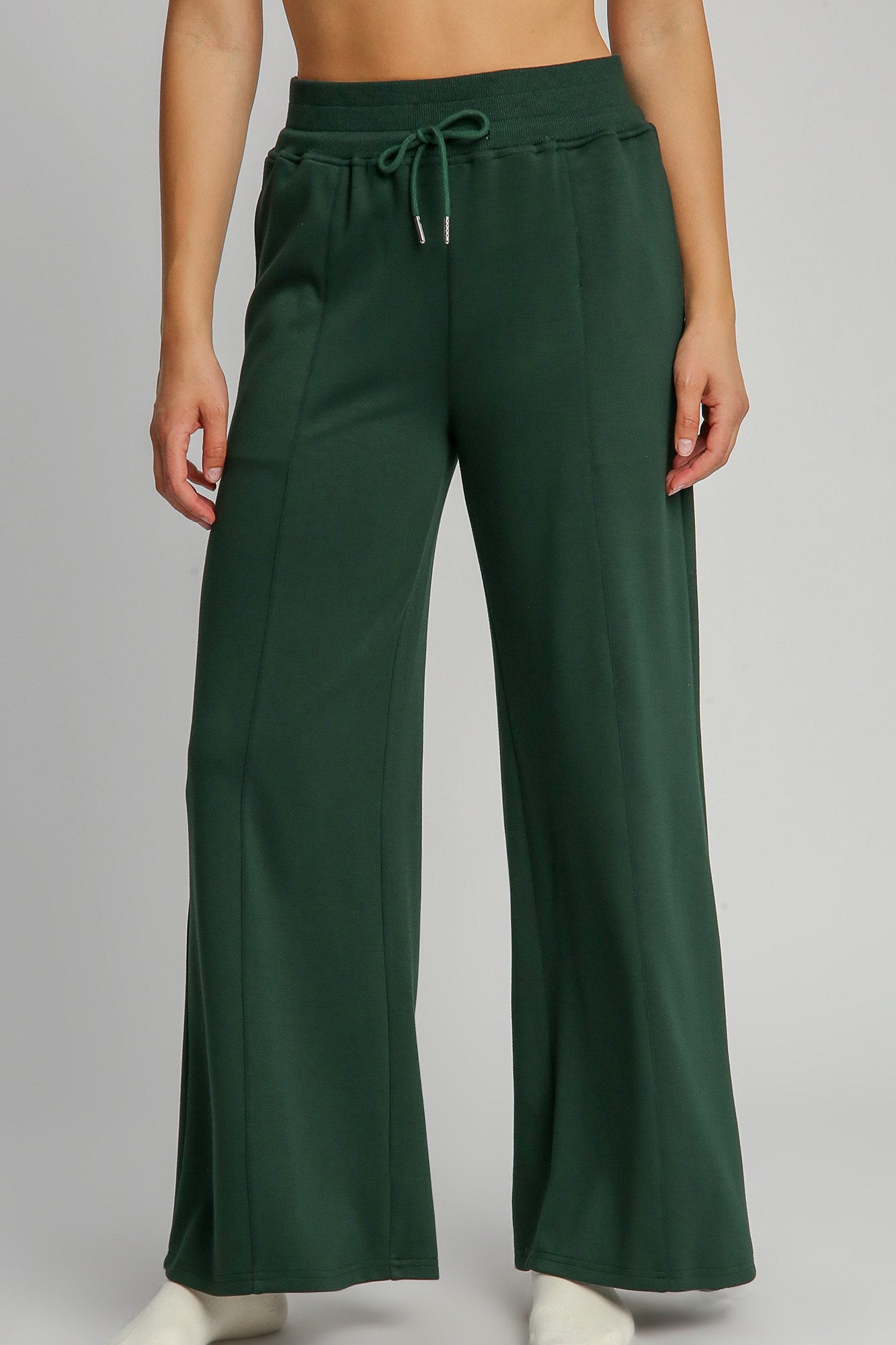 Umgee Evergreen Drawstring Wide Leg Pants with Pockets Evergreen Pants