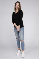 Zenana Cotton V-Neck Long Sleeve T-Shirt ZENANA