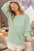 BiBi Sage Slub Terry Puff Shoulder Sweatshirt