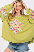 SAGE + FIG Daisy Patch Applique Long Sleeve Sweatshirt Shirts & Tops