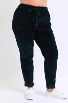 Judy Blue Emerald Green High Waisted Corduroy Cuffed Joggers