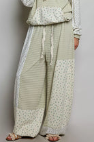 POL Sage Patchwork Mixed Knit Wide Leg Pants SAGE MULTI