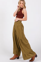 SAGE + FIG Olive Green High Rise Corduroy Wide Leg Pants Trendsi