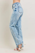 Judy Blue High Waisted Mineral Wash Distressed 90's Straight Jeans