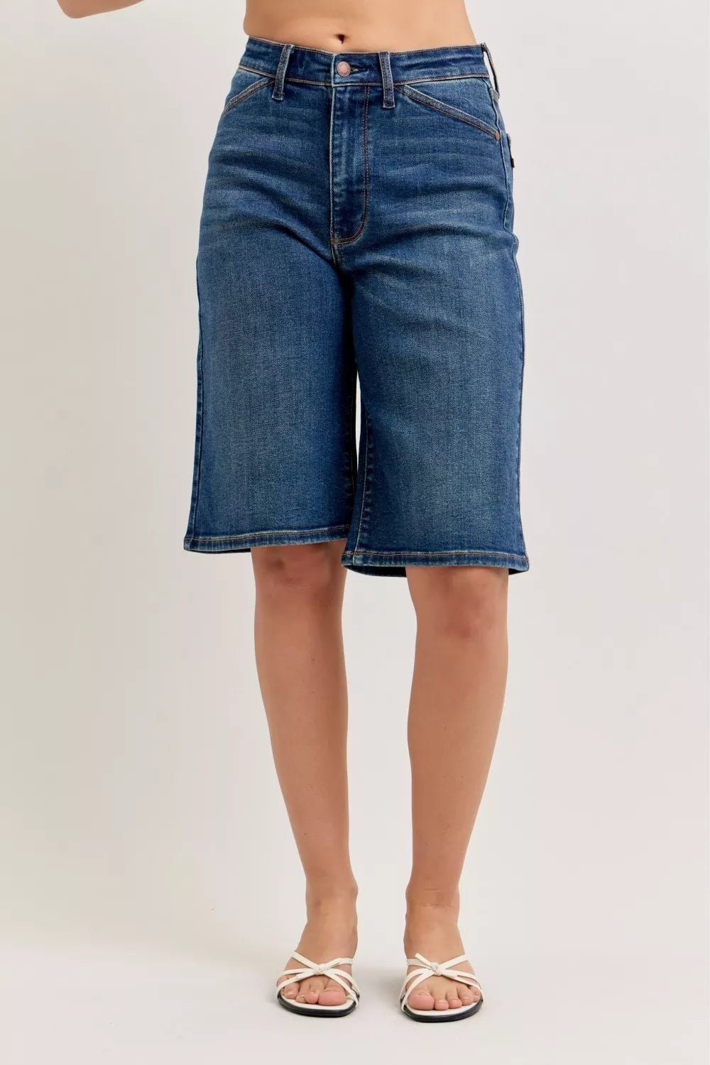 Judy Blue Dark Washed High Waist Bermuda Denim Shorts DK