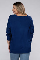 Zenana Plus Garment Dyed Front Seam Sweater ZENANA