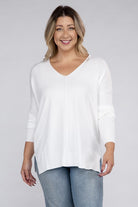 Zenana Plus Garment Dyed Front Seam Sweater ZENANA