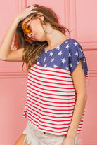 BiBi Star Printed with Stripe Combo Top