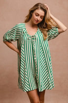 BiBi Jade Puffy Sleeves Romper with Back Button Closure