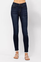 Judy Blue Dark Wash High Waist Hand Sanded Skinny Jeans Dark Jeans