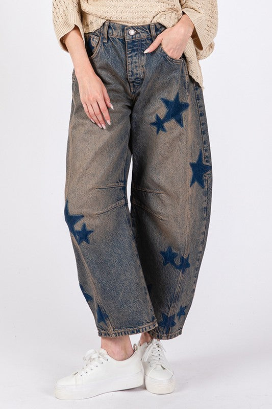 SAGE + FIG Star Wide Leg Jeans with Pockets Jeans