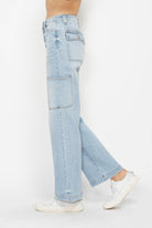 Judy Blue Light Washed High Waist Straight Cargo Jeans Denim