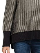 Zenana Black Exposed Seam Two Tone Ribbed Sweater