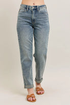 Judy Blue High Waisted Vintage Wash Double Roll Cuff Boyfriend Jeans