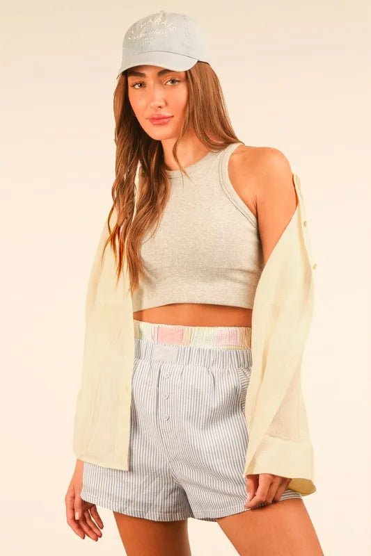 VERY J White Dolman Sleeve Button Down Gauze Shirt