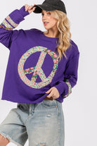 SAGE+FIG Peace Applique Patch Long Sleeve Top Trendsi