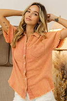 BiBi Vintage Apricot Mineral Washed Buttoned Up Shirt