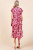 Mittoshop Fuchsia Abstract Print Ruffle Tier Midi Dress