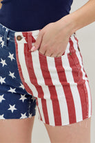 Judy Blue High Waist Americana Flag Fray Hem Shorts