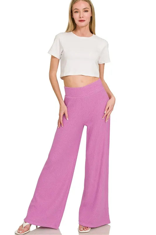Zenana Classic Blue Rolled Sleeve Top and Pants Sweater Set