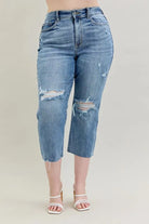 Judy Blue High Waist Destroy Crop Wide Leg Jeans