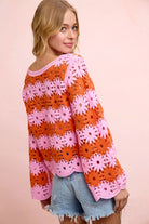 BiBi Pink Flower Crochet Knit Top