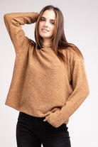 Zenana Hooded Brushed Melange Hacci Sweater ZENANA