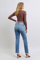 Judy Blue Vintage Washed Thermal Straight Jeans with Pockets Jeans