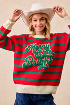 BiBi Christmas Theme Stripe Knit Top