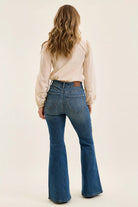 Judy Blue Dark Washed High Waist Double Button Tummy Control Flare Jeans