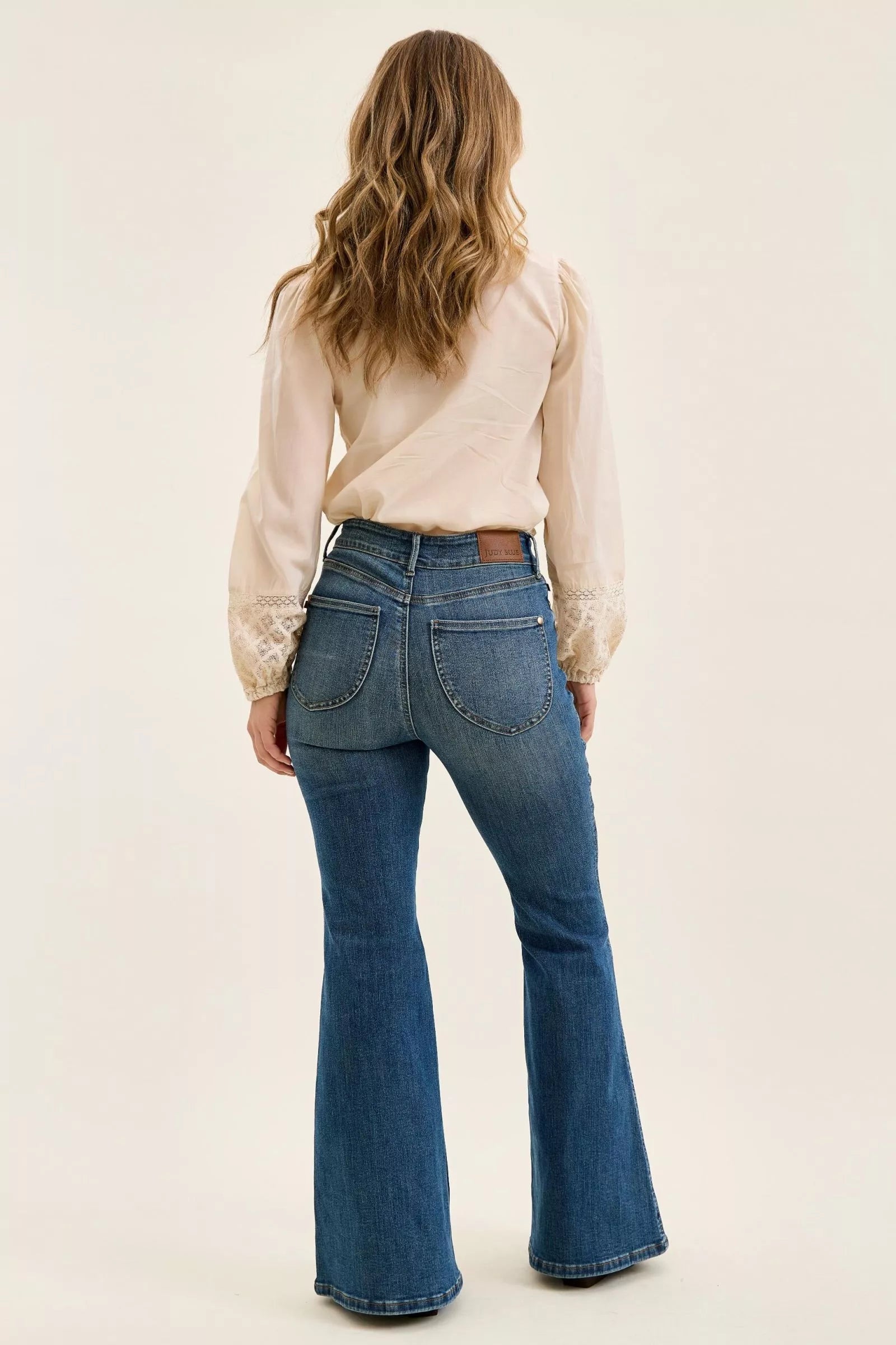 Judy Blue Dark Washed High Waist Double Button Tummy Control Flare Jeans