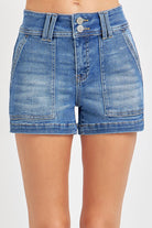 RISEN High Rise Patched Front Pocket Shorts