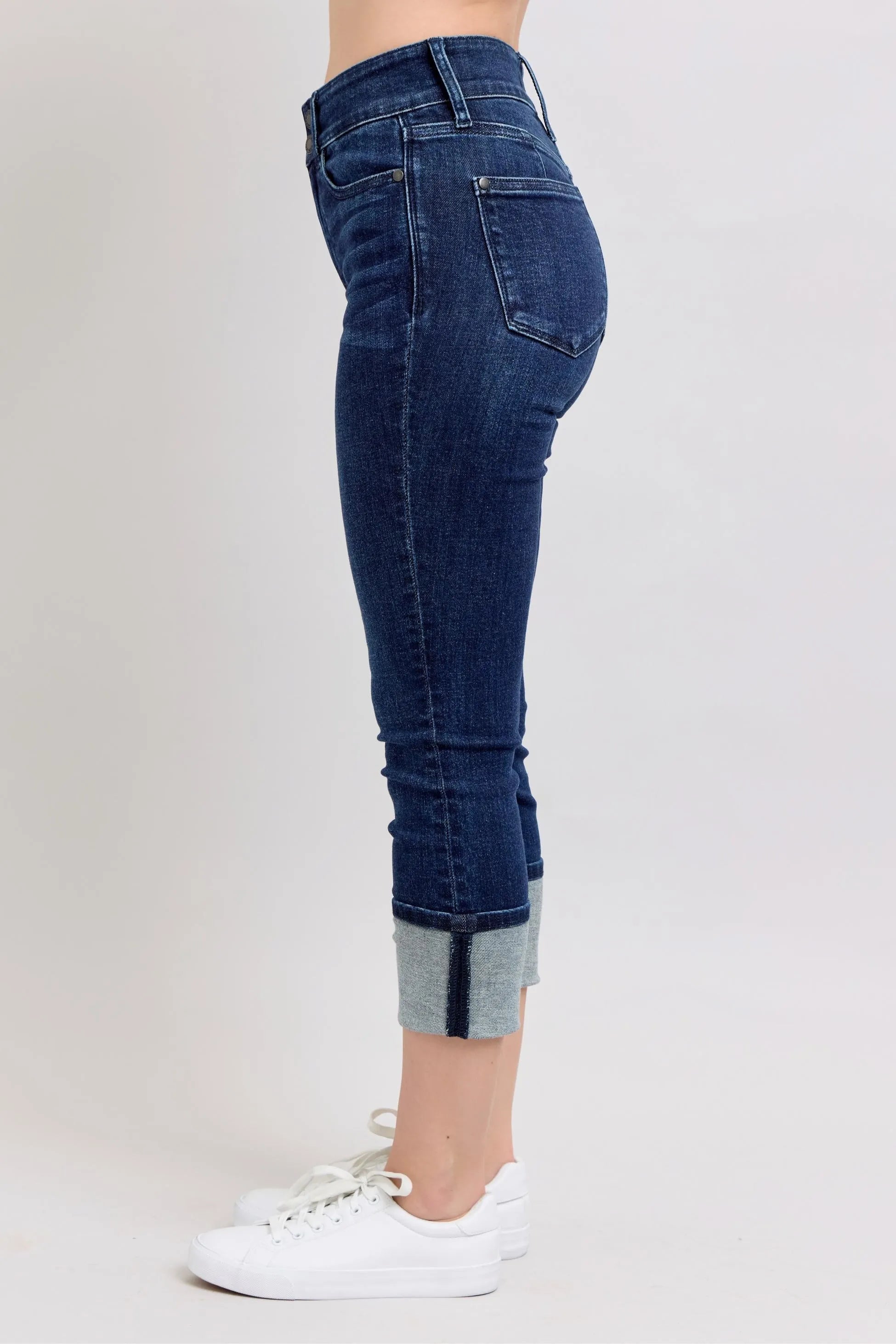 Judy Blue High-Waist Double Waist Band Cuffed Skinny Jeans