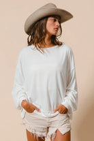 BiBi Ivory Loop Terry Pull Over With Cut Edge Band