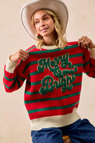BiBi Christmas Theme Stripe Knit Top