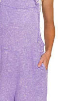 Zenana Lavender Washed Linen Knot Strap Romper