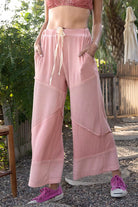 POL Dreamy Rose Elastic Waistband Wide Leg Pants with Drawstring