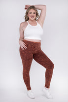 Zenana Plus Size Mineral Wash Yoga Leggings ZENANA