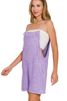 Zenana Lavender Washed Linen Knot Strap Romper