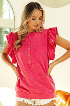 BiBi Fuchsia Mineral Washed Terry Top