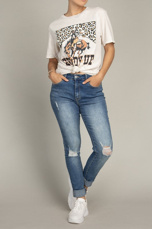 Lotus Fashion Collection Giddy Up Graphic Top Lotus Fashion Collection