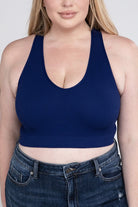 Zenana Plus Ribbed Cropped Racerback Tank Top LT NAVY ZENANA