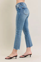Judy Blue Mid-rise Vintage Wash Destroy Hem Kick Flare Jeans