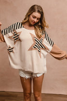 BiBi Star Patchwork Mixed Long Sleeve Top