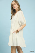 Umgee Cream Cotton Gauze Mini Dress