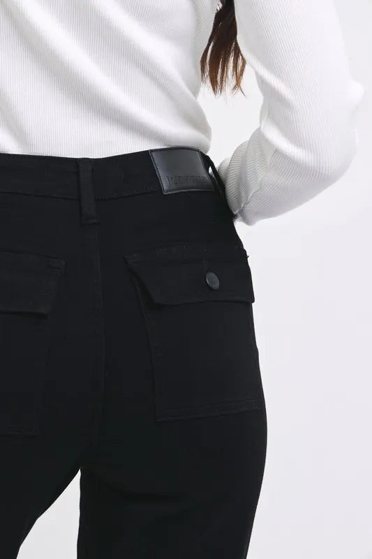 Judy Blue Black High Waist Cargo Cuffed Jogger