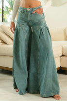 BiBi Denim Pleated Detail Wide Jeans